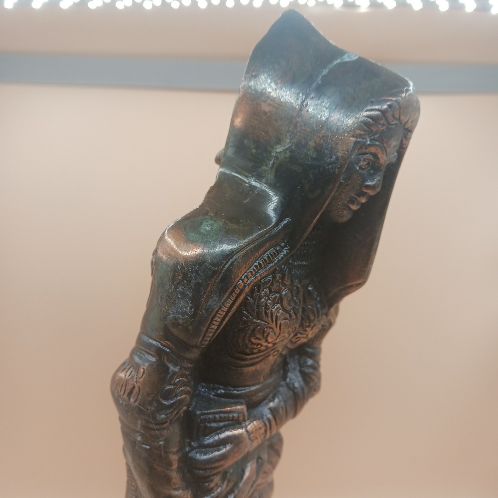 Double Sided Cast Metal Statue Mephistopheles Style Gothic Sculpture *patina - Picture 14 of 14